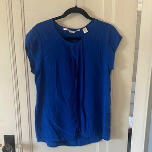 Max Studio Vibrant Blue Cap Sleeve 100% silk Blouse
